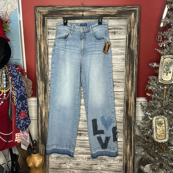 Sassy Britches & Wild Stitches Denim - UpCycled Recycled Reworked Repurposed Handmade Wide Leg Denim Jeans Raw 10